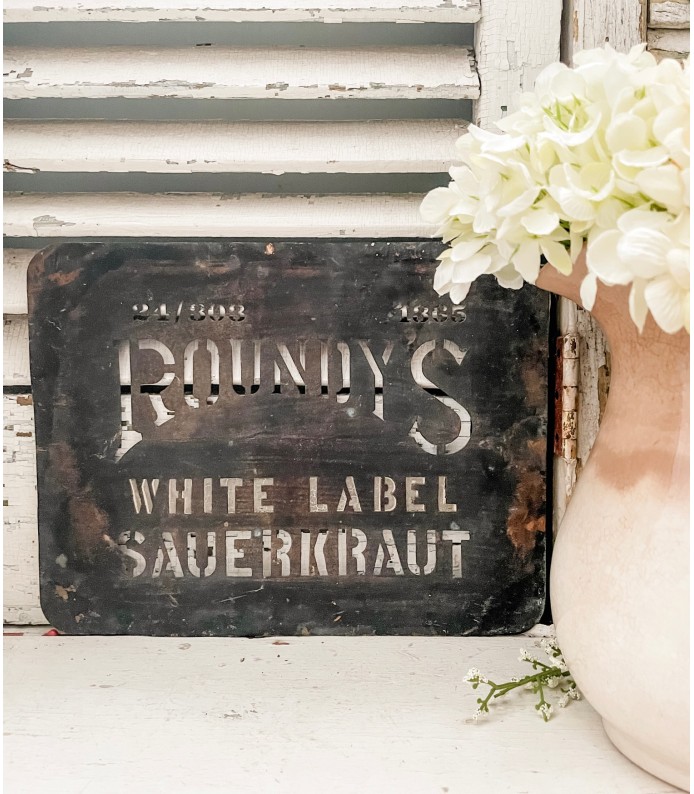 Vintage Tin Sign - Roundy's White Label Sauerkraut